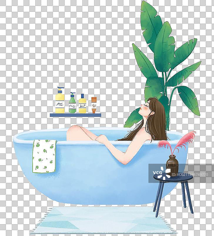 女人的沐浴幸福时光图片素材