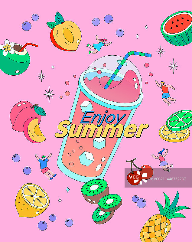 夏季饮品节：李子、桃子、柠檬鸡尾酒图片素材