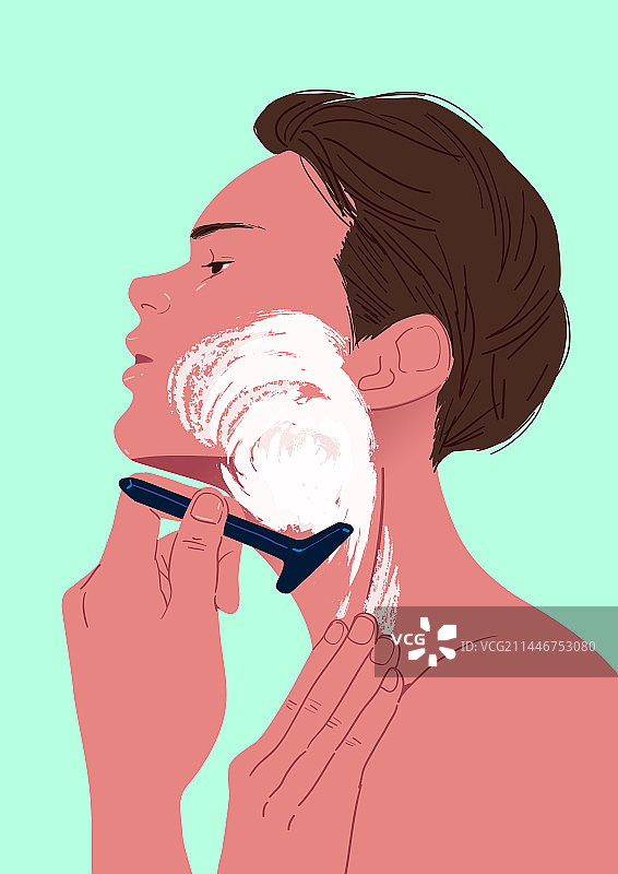 都市型男上半身美容健康生活皮肤护理剃须图片素材