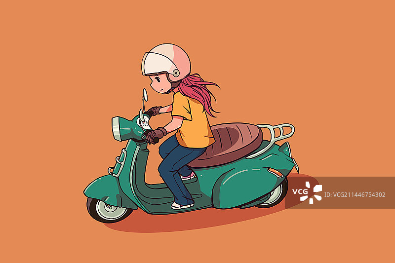 复古机车少女图片素材