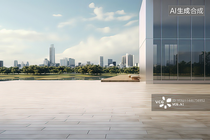 【AI数字艺术】广场和办公大楼图片素材