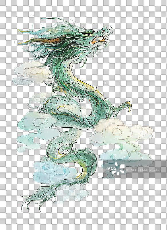神话青龙插画图片素材
