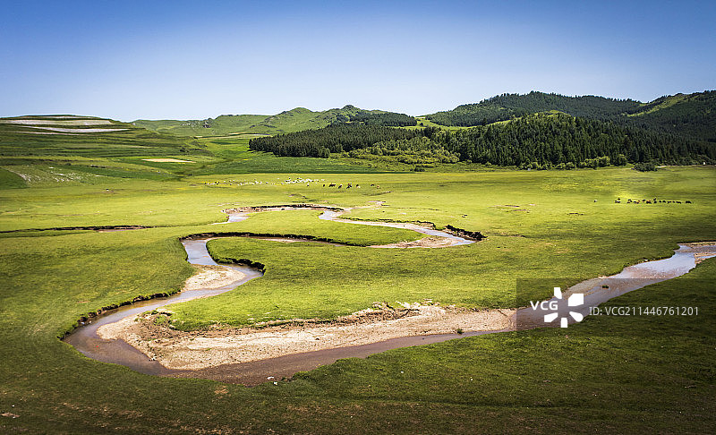 甘肃定西市岷县狼渡湿地及扎角草原风光图片素材