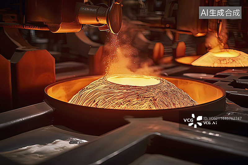 【AI数字艺术】炼铁厂融化的金属图片素材