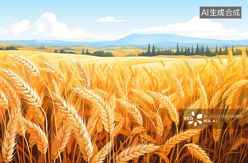 【AI数字艺术】金色麦田图片素材