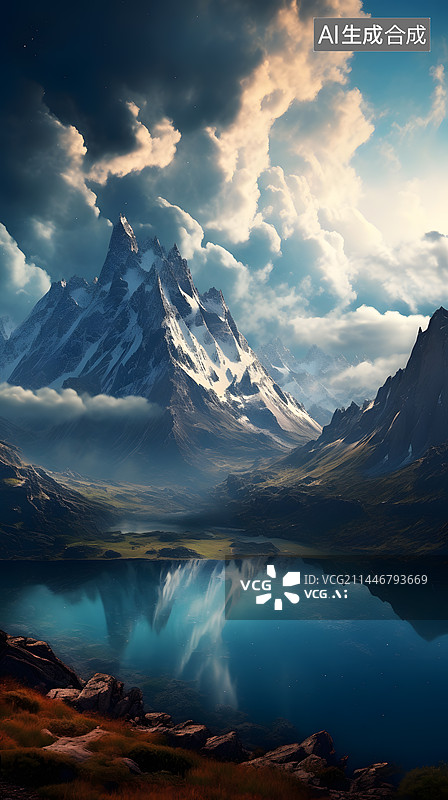 【AI数字艺术】壮阔的雪山风景图片素材