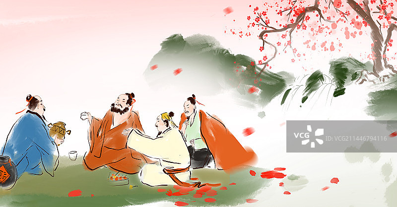 中国风酒文化中国白酒饮料设计古代人物插图图片素材