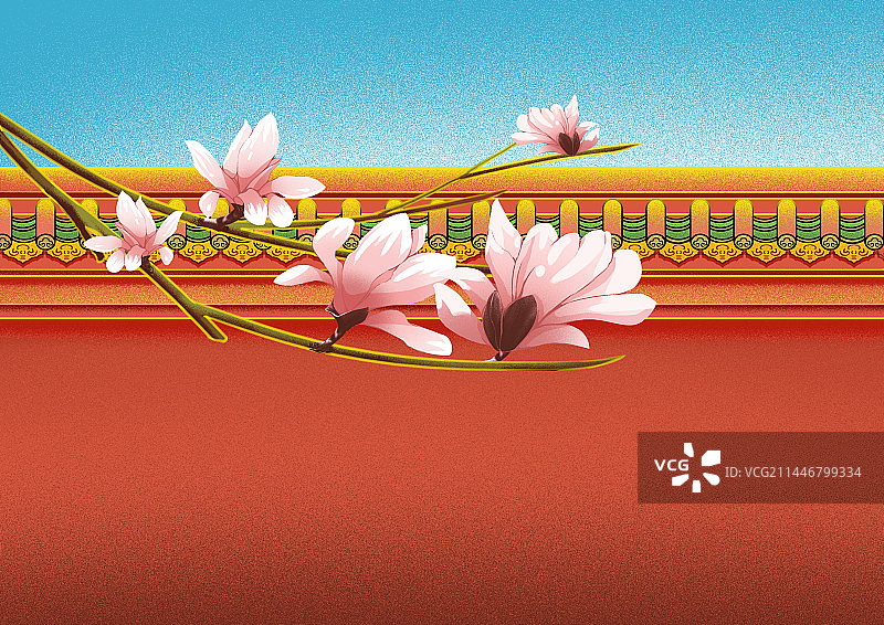 宫墙 玉兰图片素材