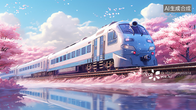 【AI数字艺术】花丛中的列车图片素材