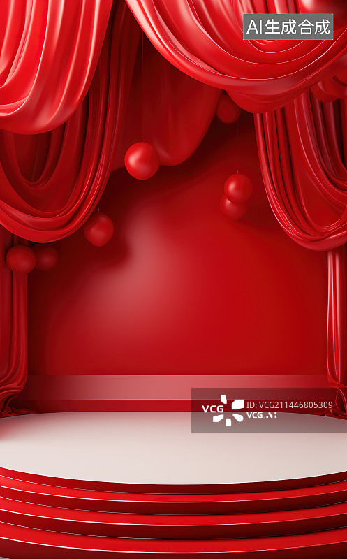 【AI数字艺术】红色背景下的红色织物图片素材