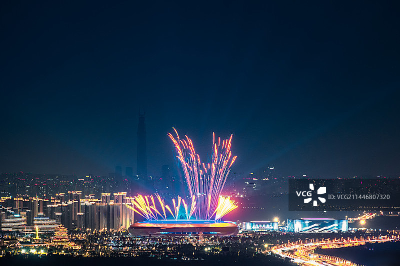 成都大运会东安湖烟花秀图片素材