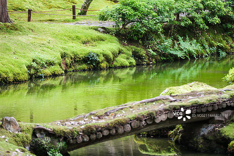 日本京都苔寺、西芳寺寺庙园林建筑风光图片素材