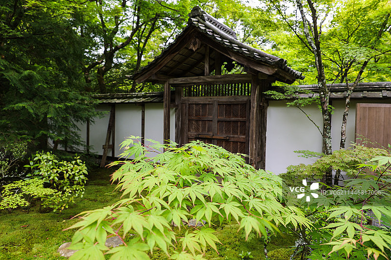 日本京都苔寺、西芳寺寺庙园林建筑风光图片素材
