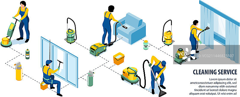 清洁服务2.5D信息图图片素材