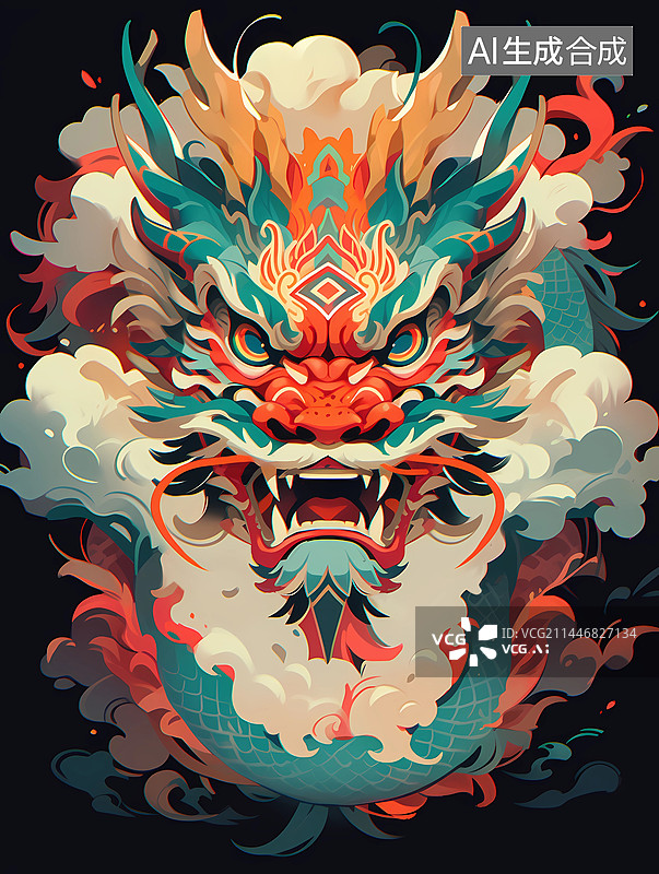 【AI数字艺术】对称的龙图腾01图片素材