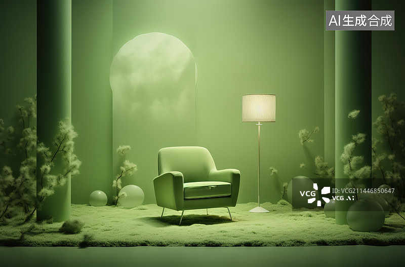 【AI数字艺术】家里靠墙的空椅子图片素材
