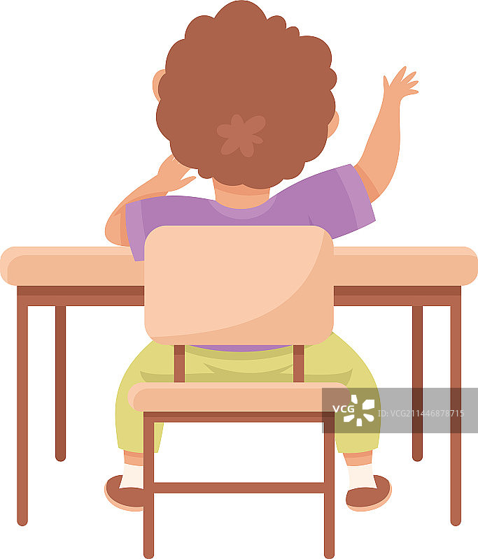 坐在教室课桌旁的可爱男学生图片素材