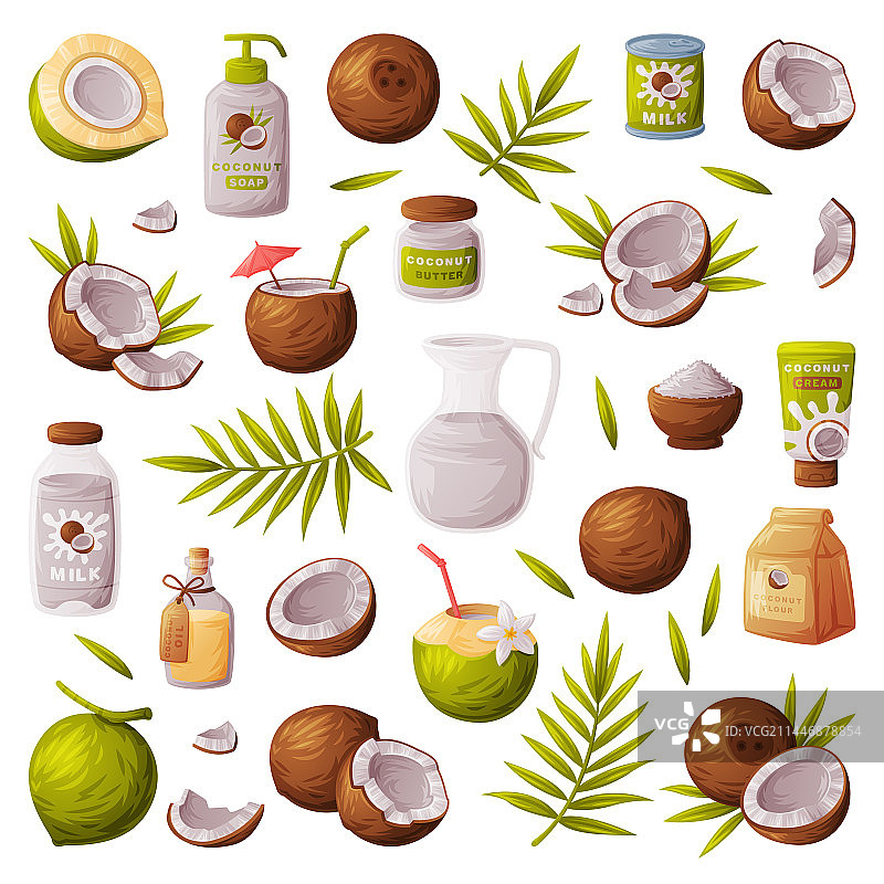 热带水果和有机椰子制品图片素材