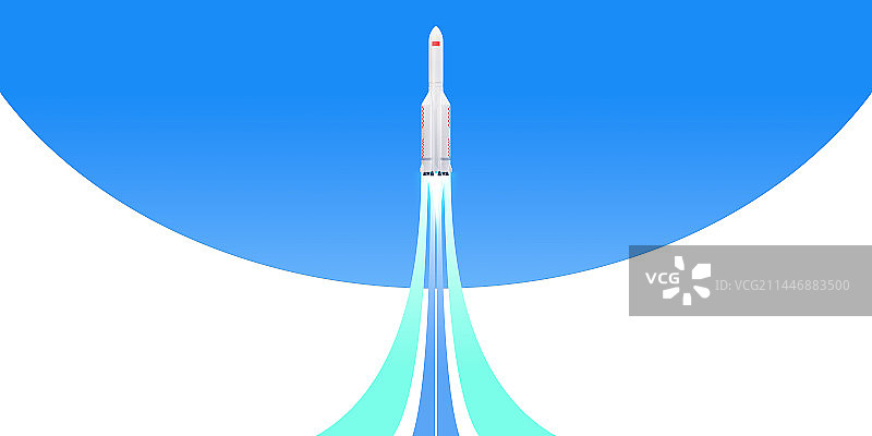 3D卡通简约风格蓝天下的火箭主题插画图片素材