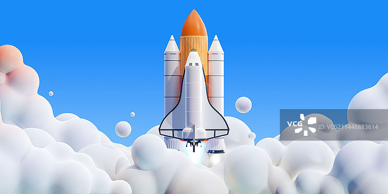 3D卡通简约风格蓝天下的航空飞机主题插画图片素材