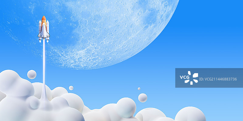 3D卡通简约风格蓝天下的航空飞机主题插画图片素材