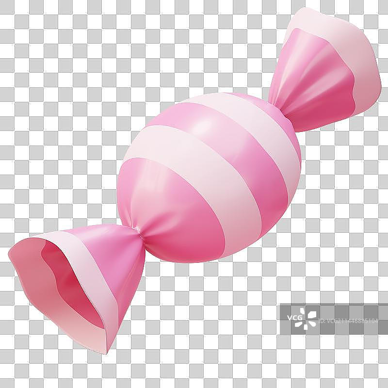 3D Pink Stripe Wrapping Candy图片素材