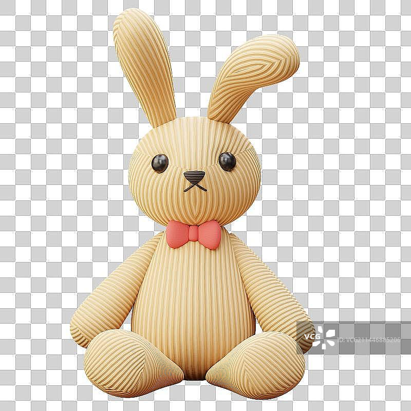 3D Adorable Beige Corduroy Bunny Plushy图片素材