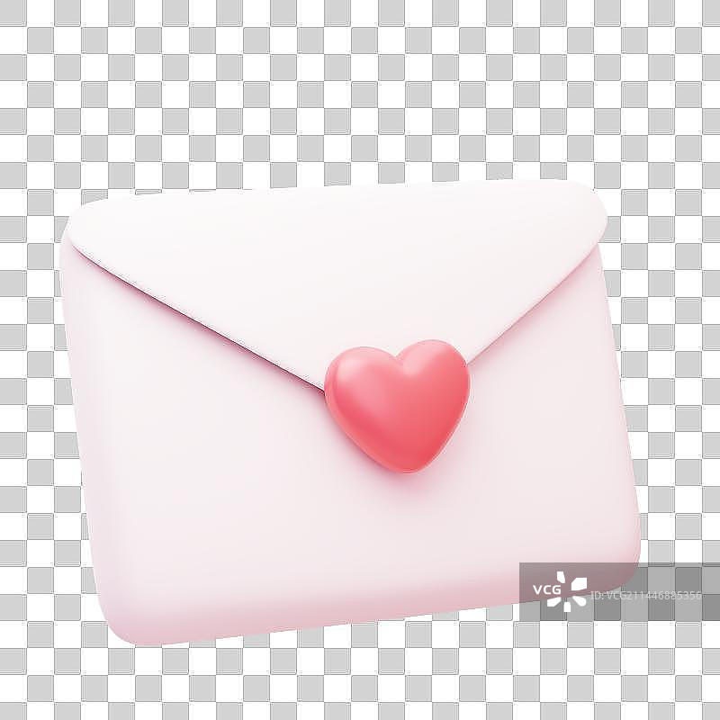 3D 卡通 用心封住的情书图片素材