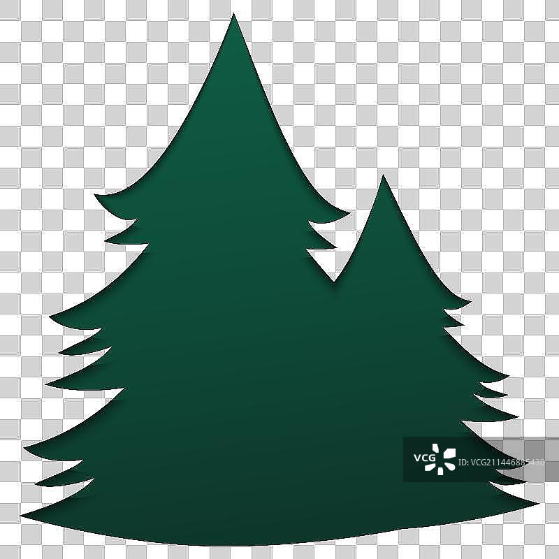 Dark Green Paper Cut Pine Trees图片素材
