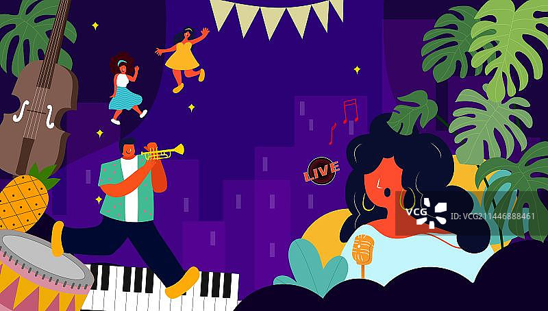 夜市爵士音乐节跳舞图片素材