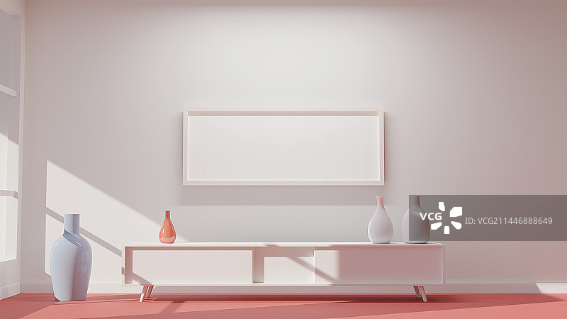 窗户阳光桌子陶瓷花瓶白墙极简背景图片素材