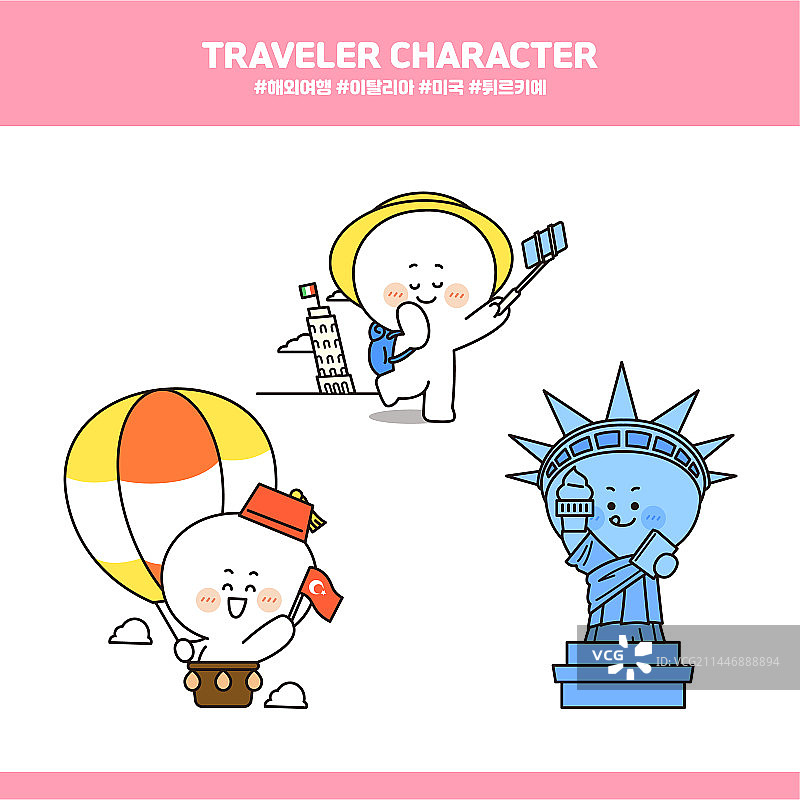 旅行主题人物表情贴纸图片素材