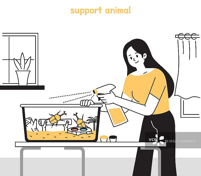 宠物、护理、犀牛甲虫、喷雾器图片素材