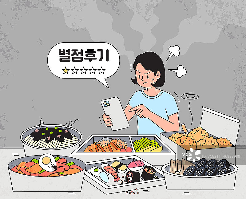 不卫生的餐厅外卖食品问题评估：虫子、屁股、头发，顾客愤怒图片素材