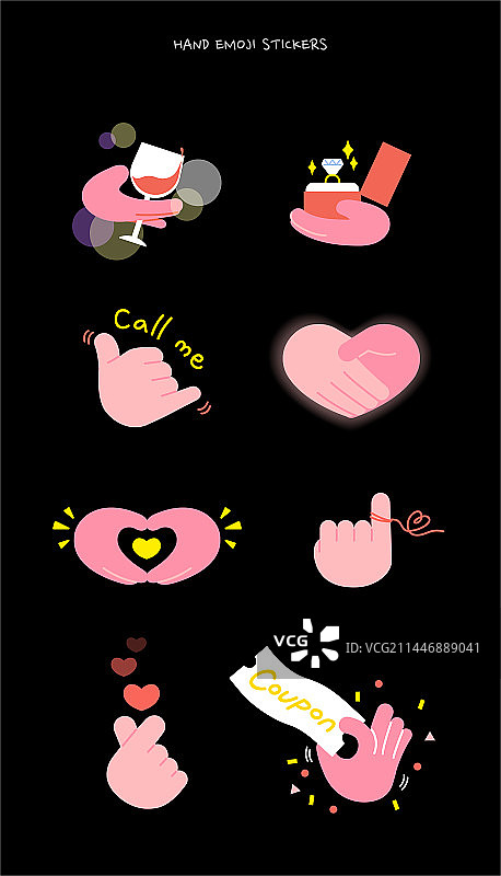 插画：人的手部矢量图标集图片素材