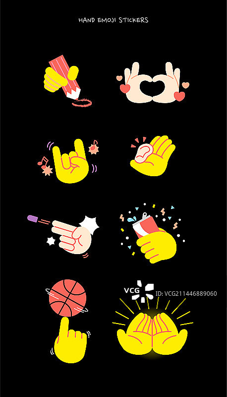 插画：人的手部矢量图标集图片素材