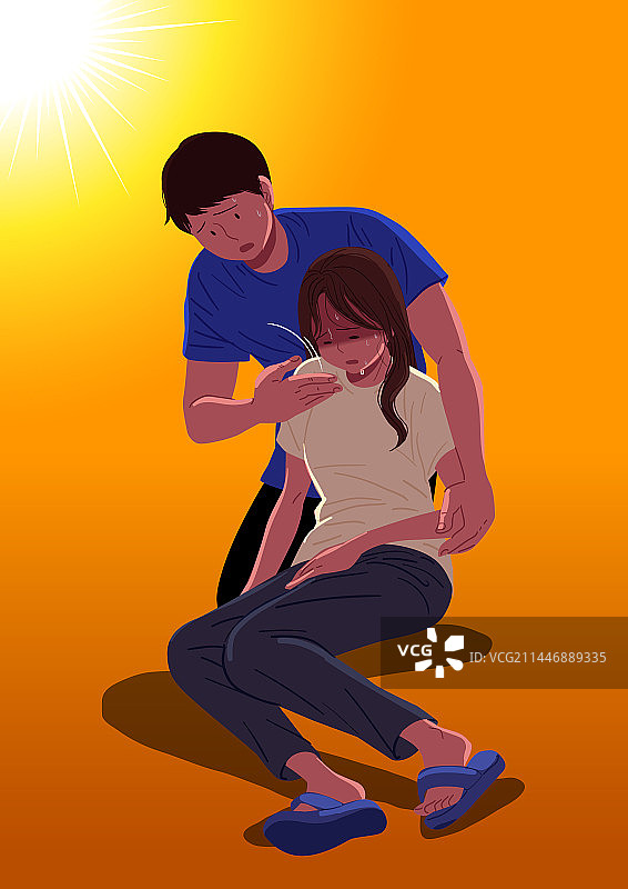 夏季高温热浪中暑图片素材