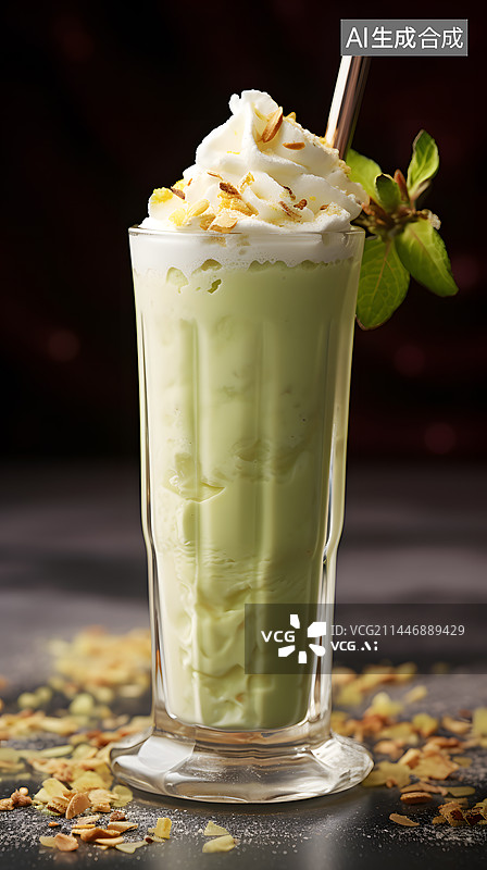 【AI数字艺术】抹茶味雪顶冷饮图片素材