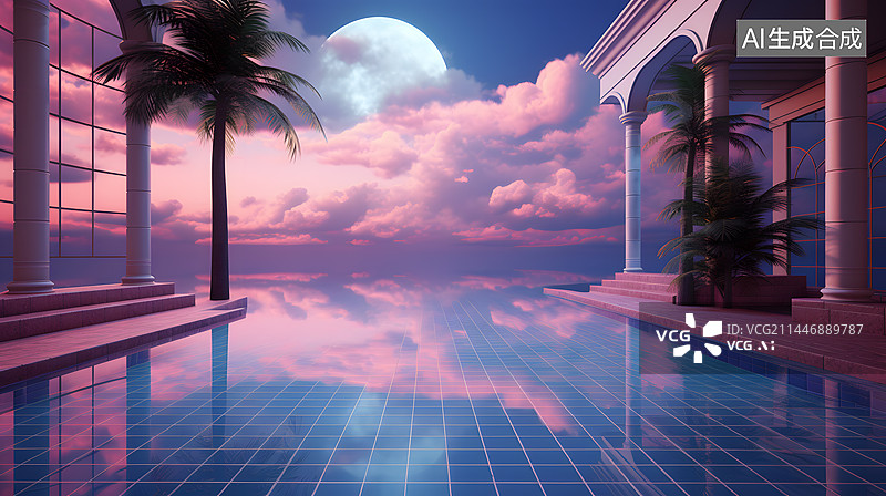 【AI数字艺术】粉色系艺术建筑图片素材