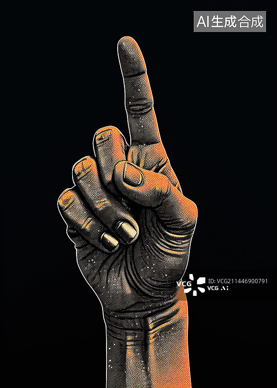 【AI数字艺术】一只举起的手伸出一根手指插图图片素材