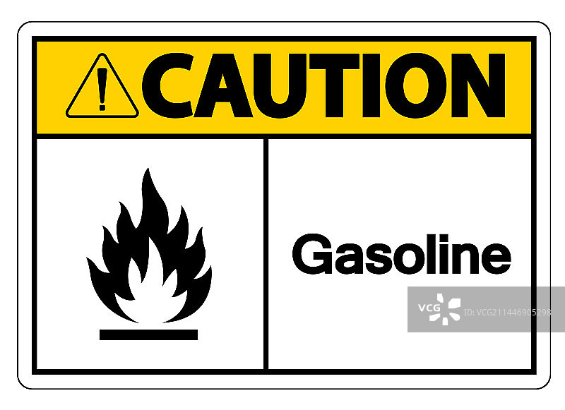 白色背景上的汽油符号警告标志图片素材
