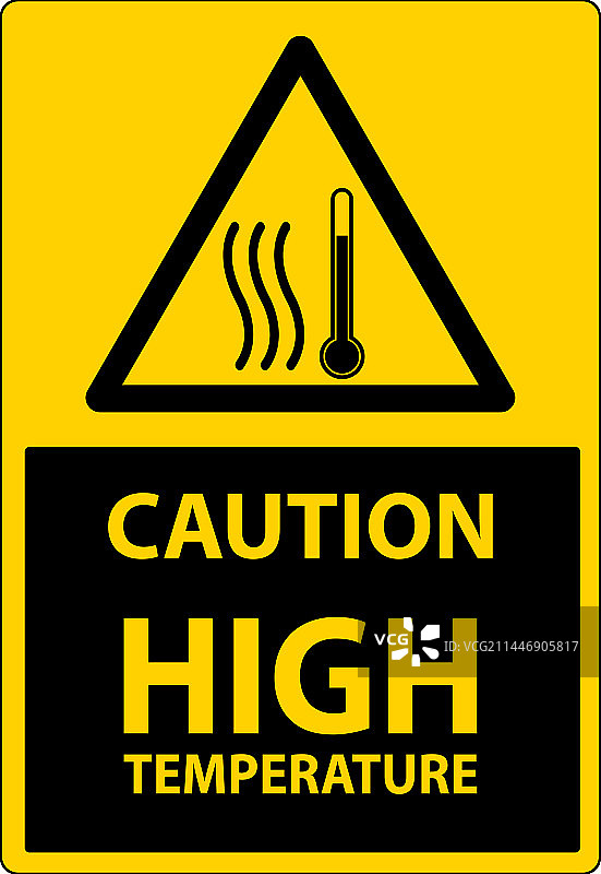 高温危险符号和文字安全警示图片素材