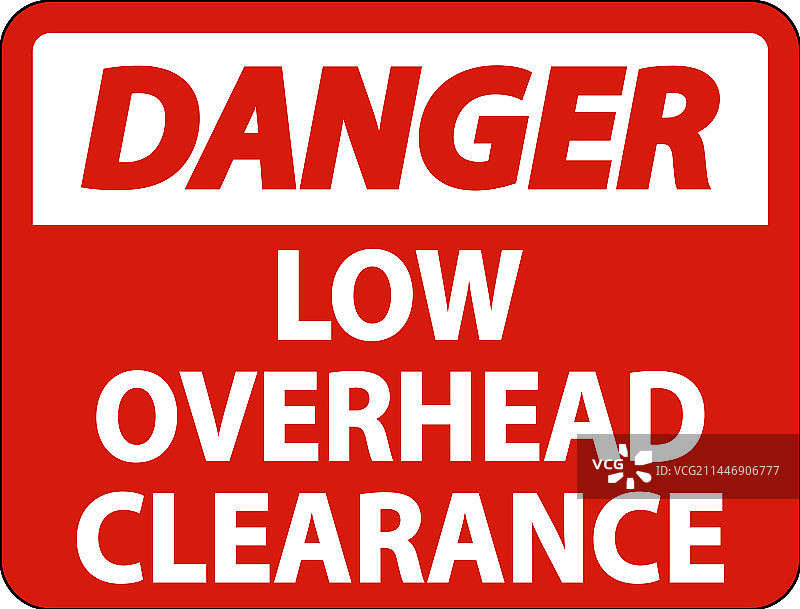 白色背景上的低净空危险标志图片素材