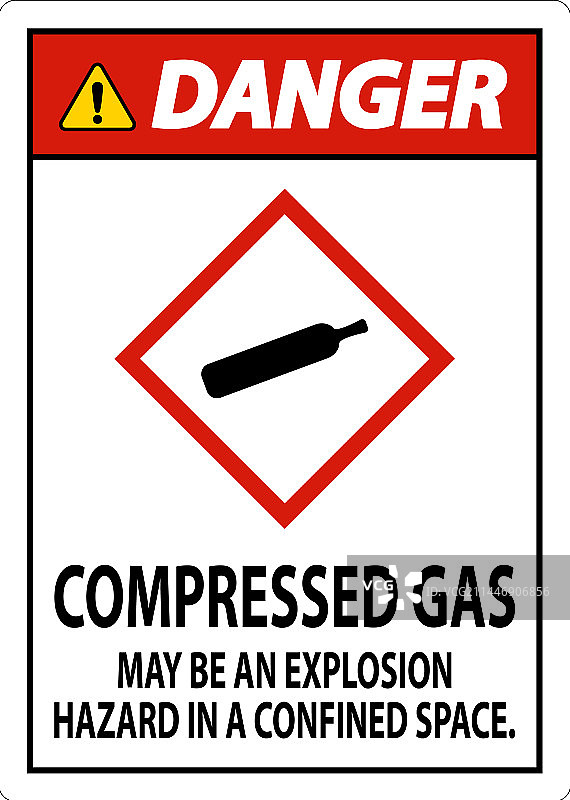 白色背景上的压缩气体GHS标志图片素材