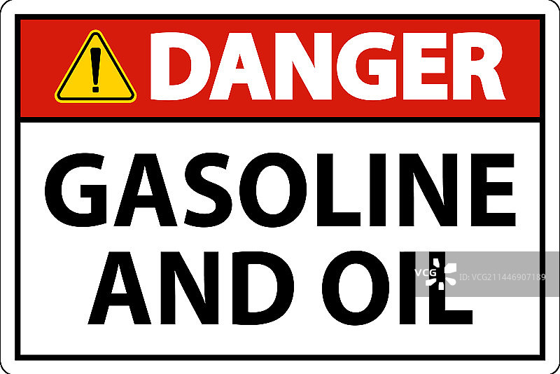 白色背景上的汽油和油危险标志图片素材
