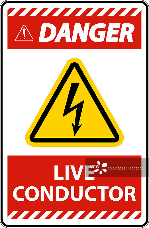 白色背景上的带电导体危险标志图片素材