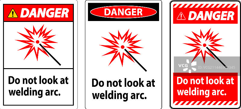 危险标志：请勿直视焊接弧光图片素材