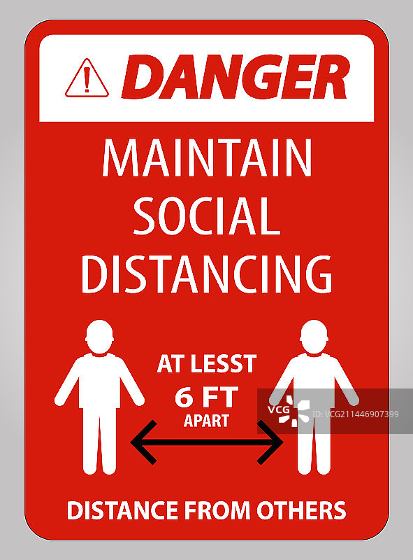 危险：保持社交距离至少6英尺图片素材