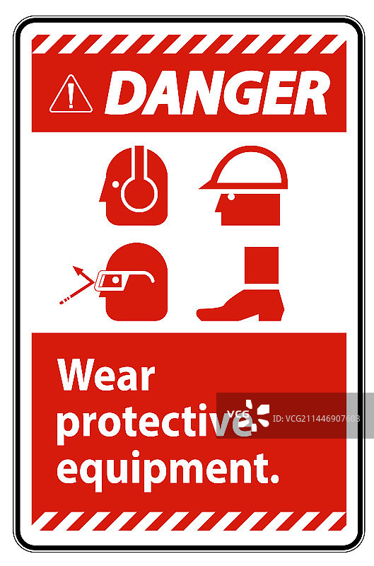 危险标志：请佩戴个人防护设备图片素材