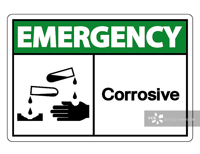 紧急腐蚀性标志，白色背景图片素材